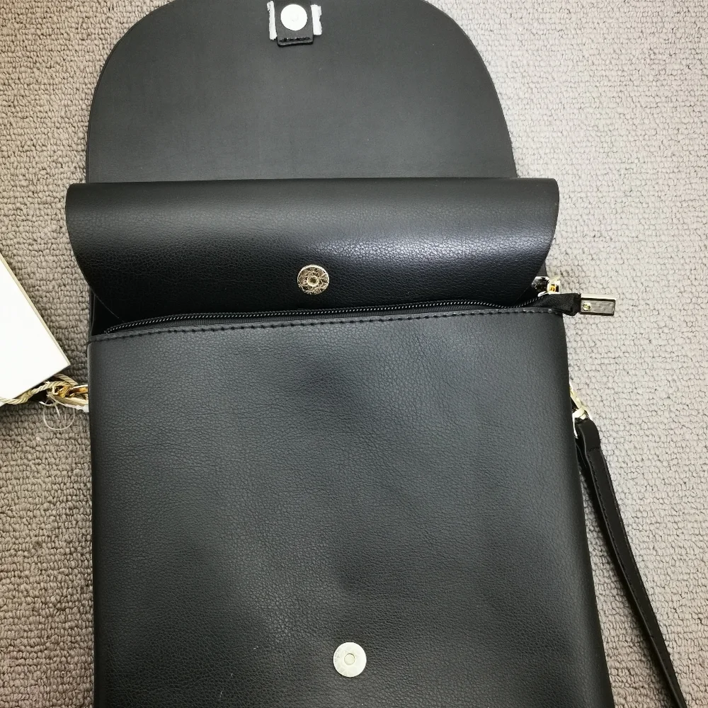 NWT Miztique Crossbody Bag designer collection black and gold multi compartment - Picture 11 of 13